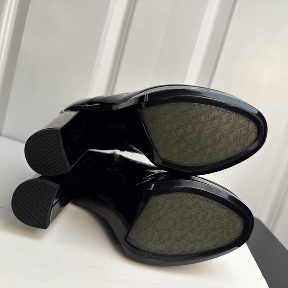 Calvin Klein Melinda Patent Leather Ankle Lace Up Boots US 7 M Black NWB - Picture 10 of 12